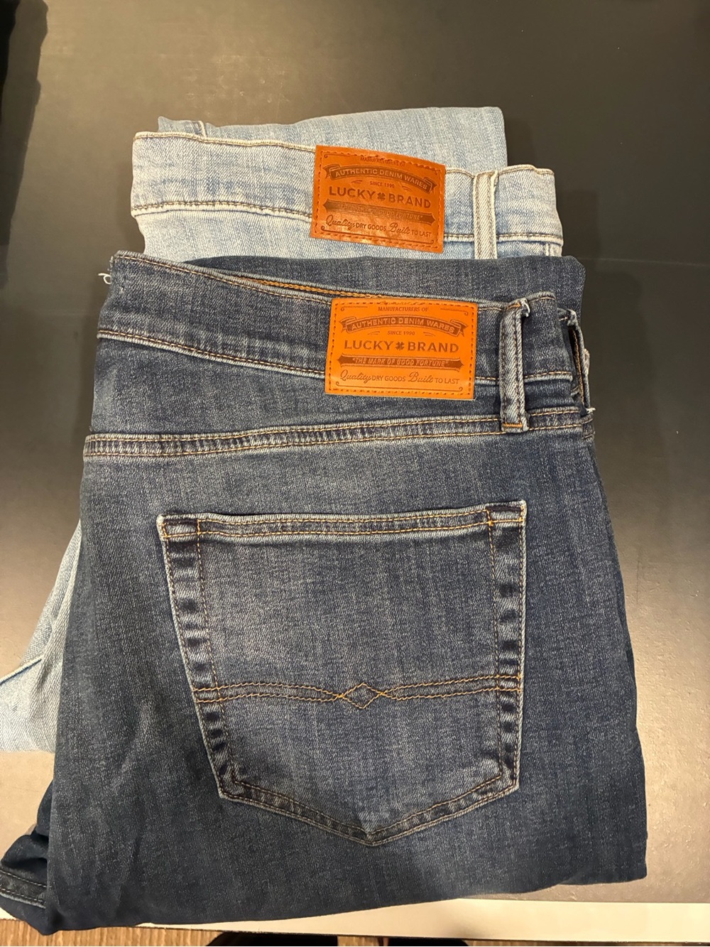 Pair of Lucky Brand Denim Jeans - Dark Blue & Light Blue